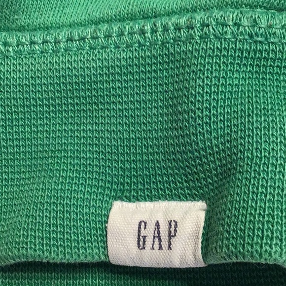 Baby GAP sweatshirt Green Bike Swim Run distressed look white and yellow 2 year - Picture 3 of 5